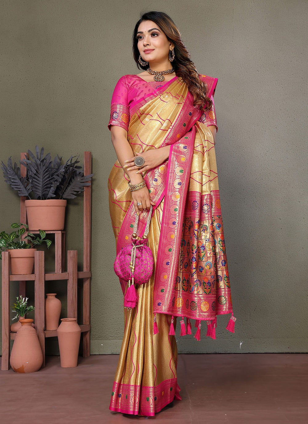 Woven Banarasi Silk Yellow Saree S14792
