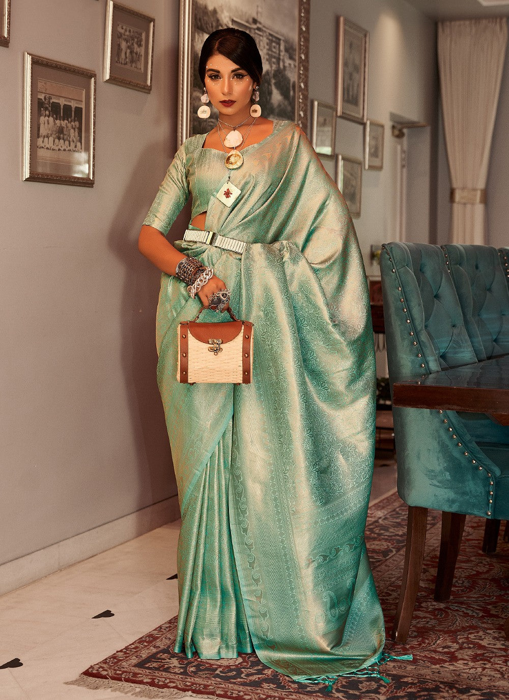 Classic Woven Satin , Kanjivaram Silk Saree - S3697