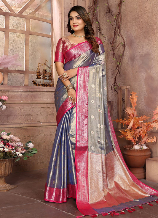 Woven Silk Lavender Saree S14619