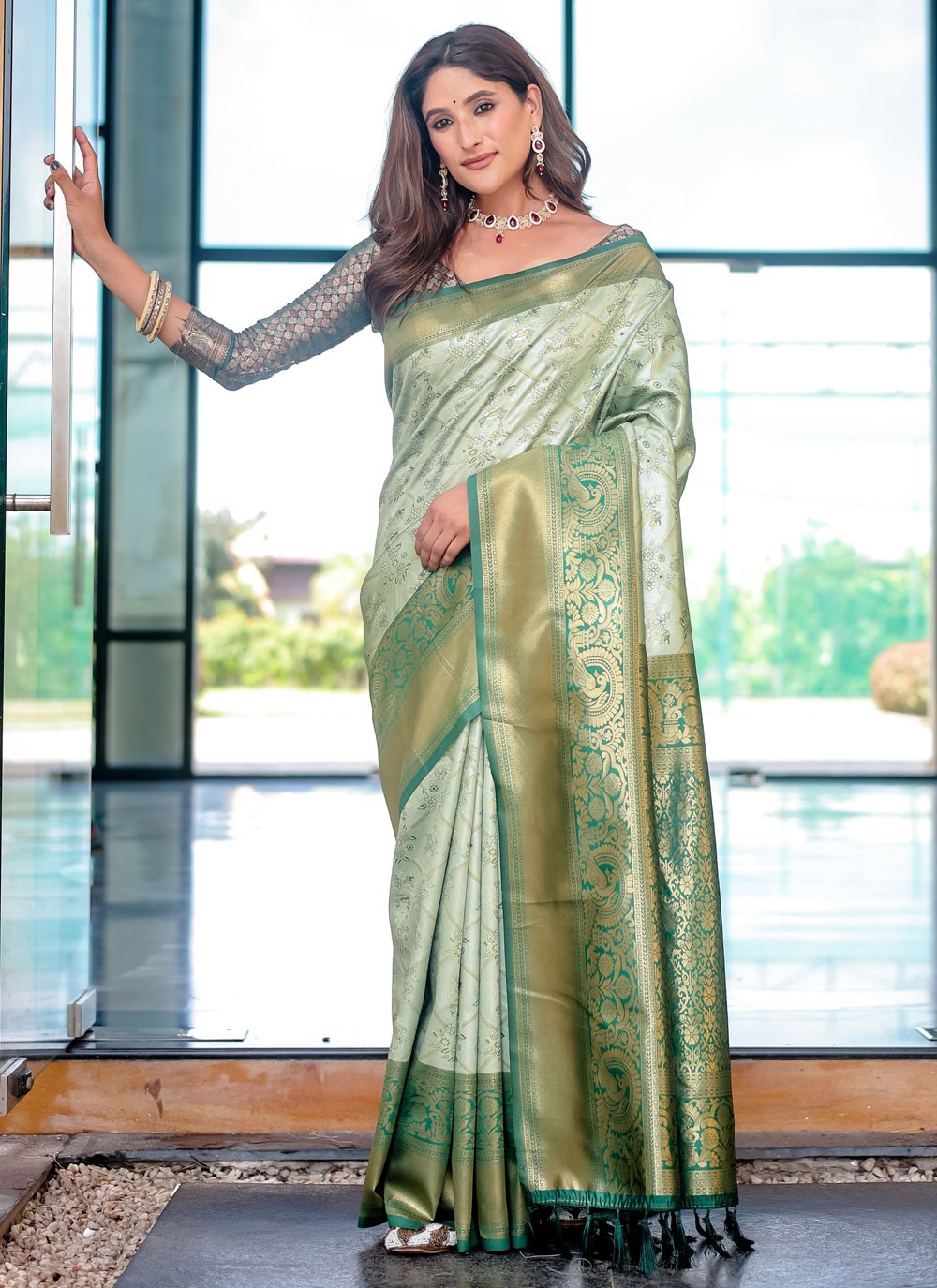 Woven, Zari Kanjivaram Silk Saree - S12324