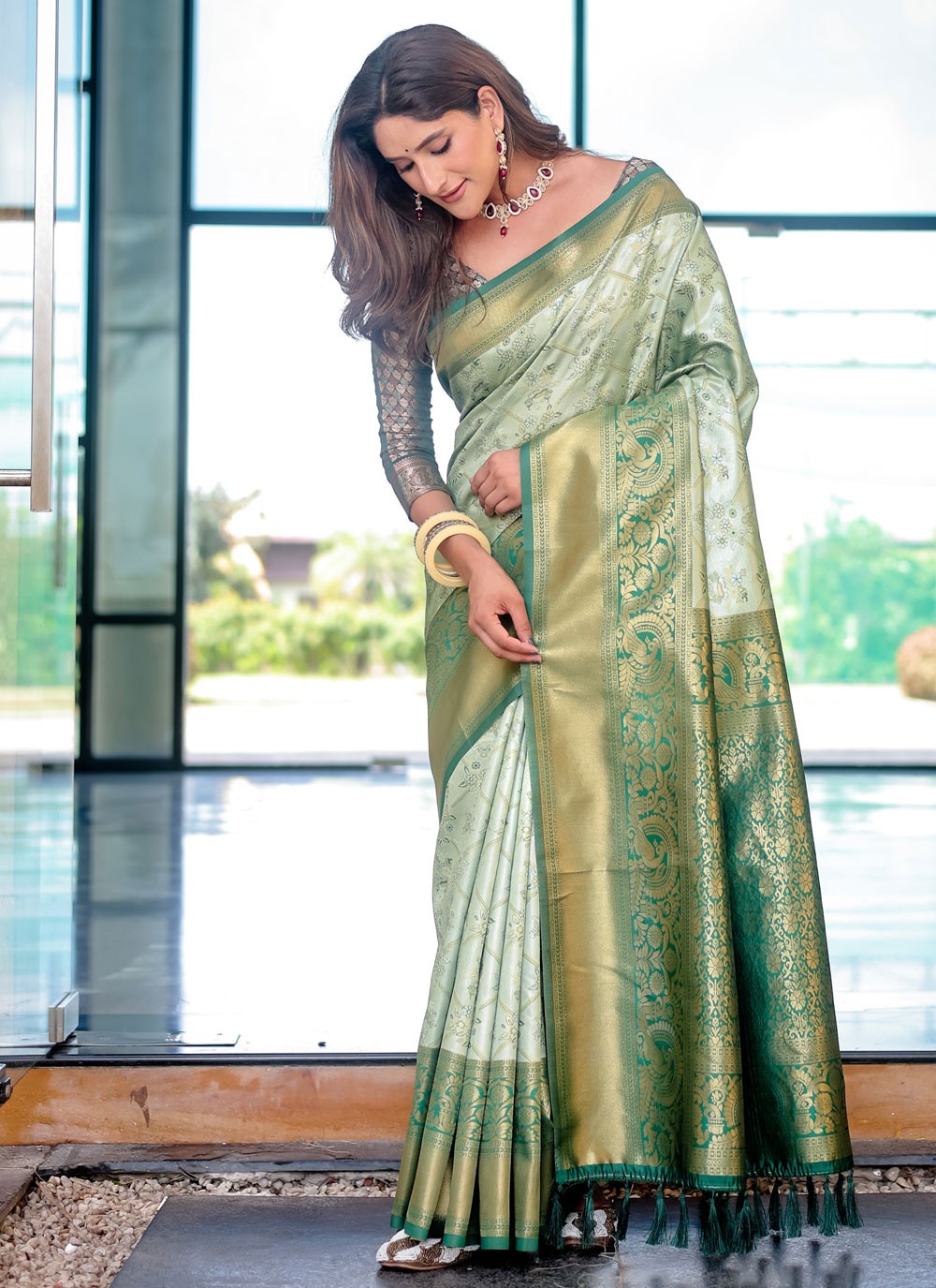 Woven, Zari Kanjivaram Silk Saree - S12324