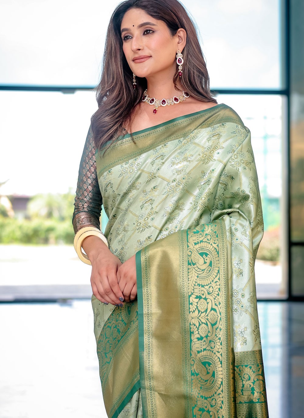 Woven, Zari Kanjivaram Silk Saree - S12324