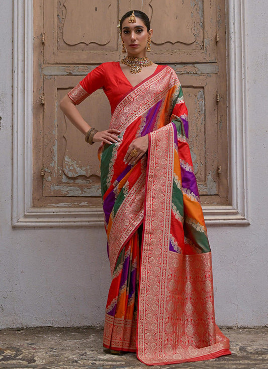 Woven Banarasi Silk Multi Colour Saree S14258