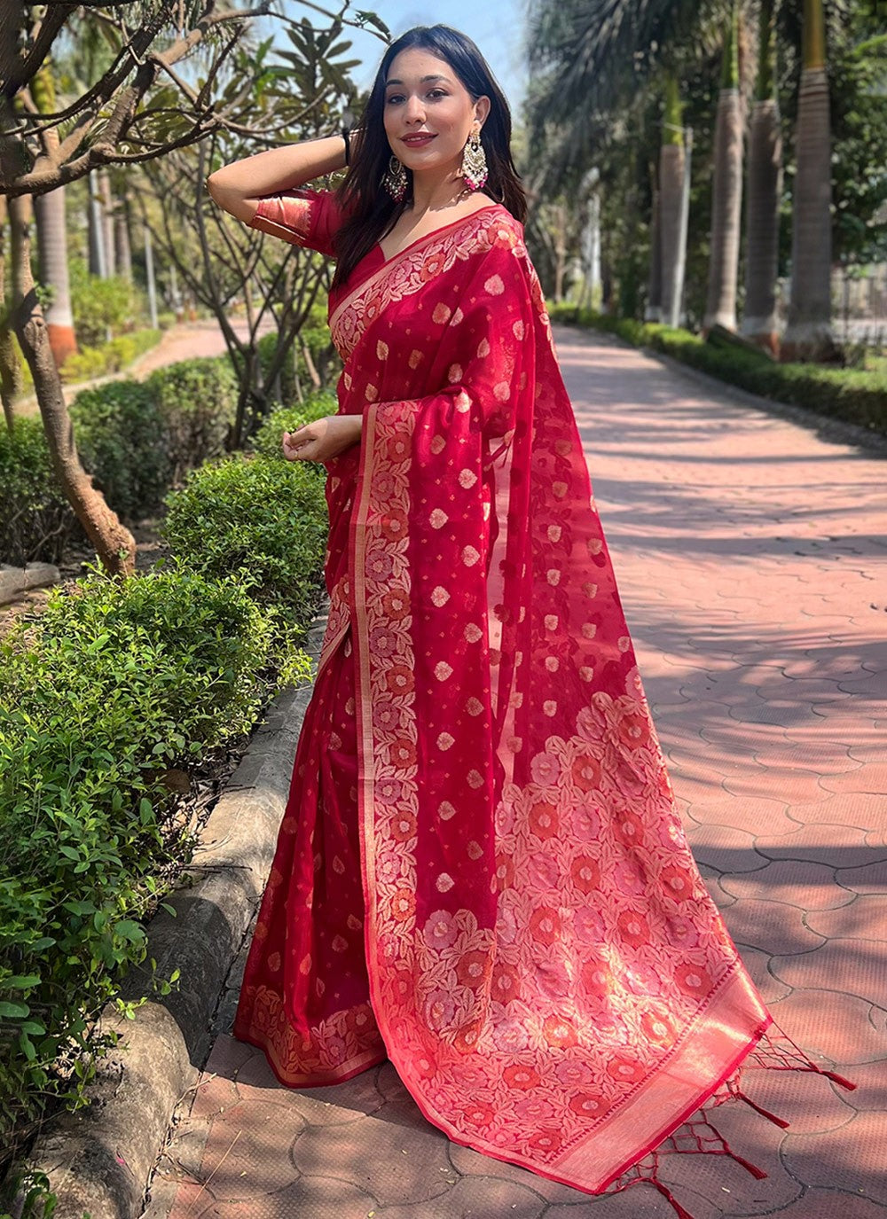 Contemporary Woven Organza Saree - S8057
