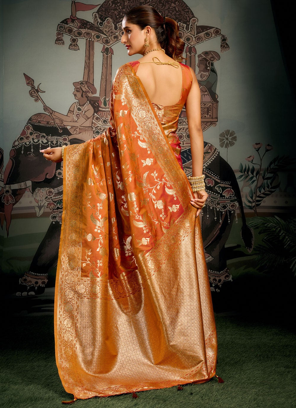 Orange Silk Classic Saree Woven S20271