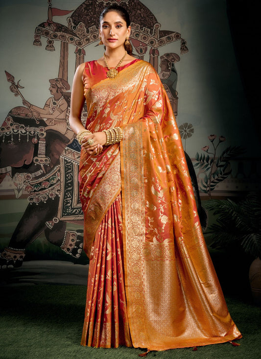 Orange Silk Classic Saree Woven S20271