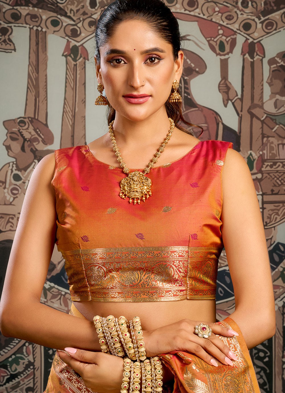 Orange Silk Classic Saree Woven S20271