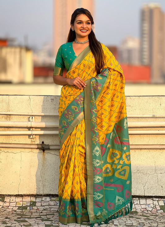 Trendy Saree Meenakari Mustard Patola Silk Saree S13552
