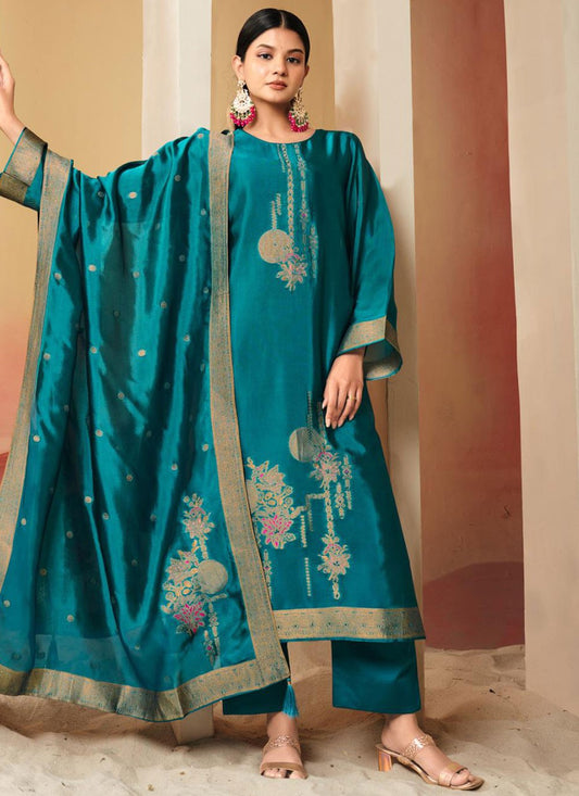 Floral Printed Pure Silk Morpeach Salwar Suit T6615
