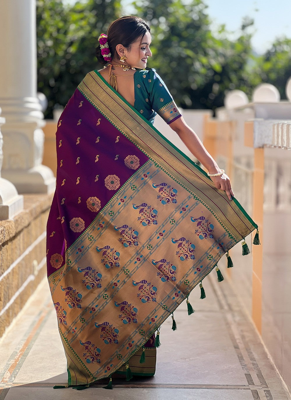 Purple Silk Contemporary Saree Woven, Zari S17023