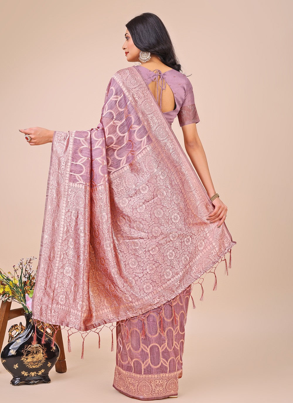 Woven Cotton Purple Classic Saree S15142
