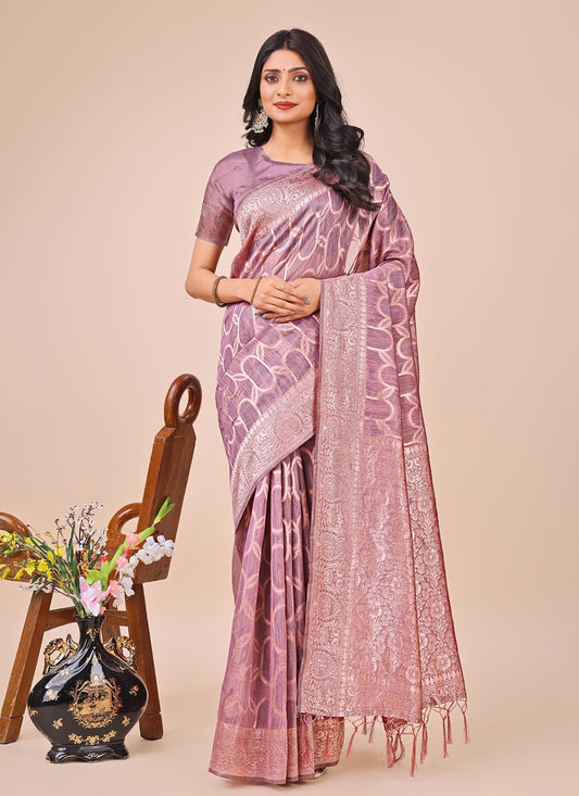 Woven Cotton Purple Classic Saree S15142