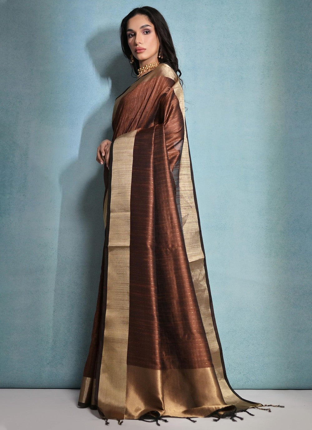Trendy Woven Raw Silk Saree - S5074