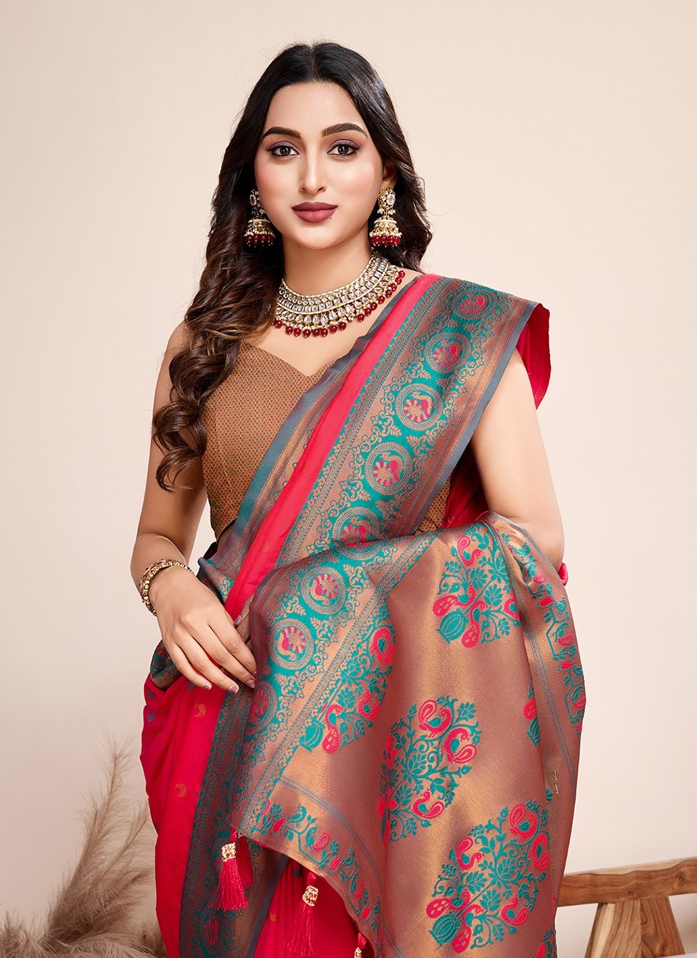 Woven Jacquard Silk Saree - S12314