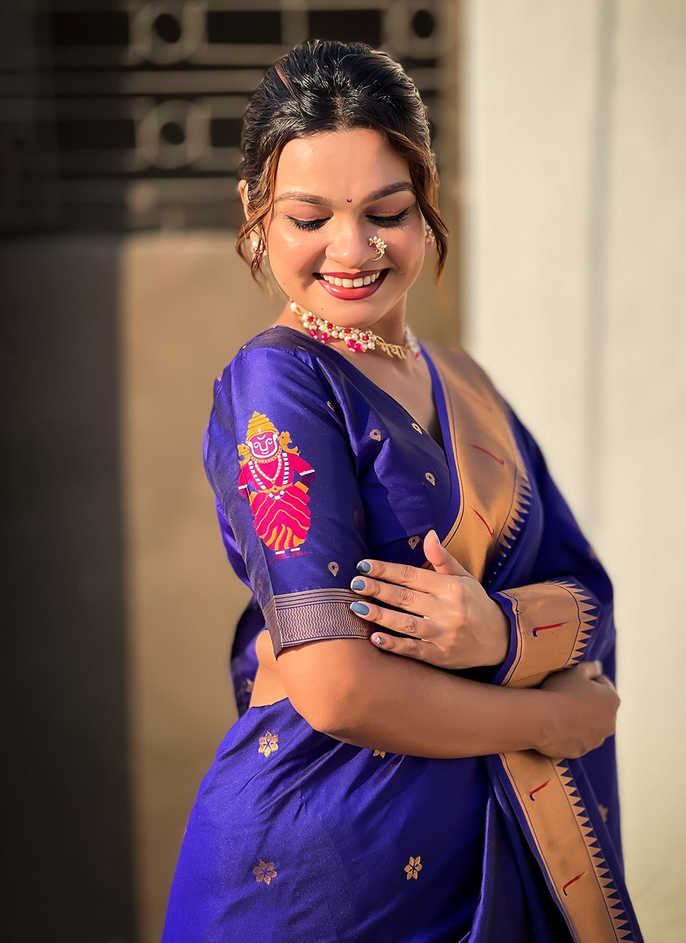 Contemporary Woven Blue Silk Saree S12618