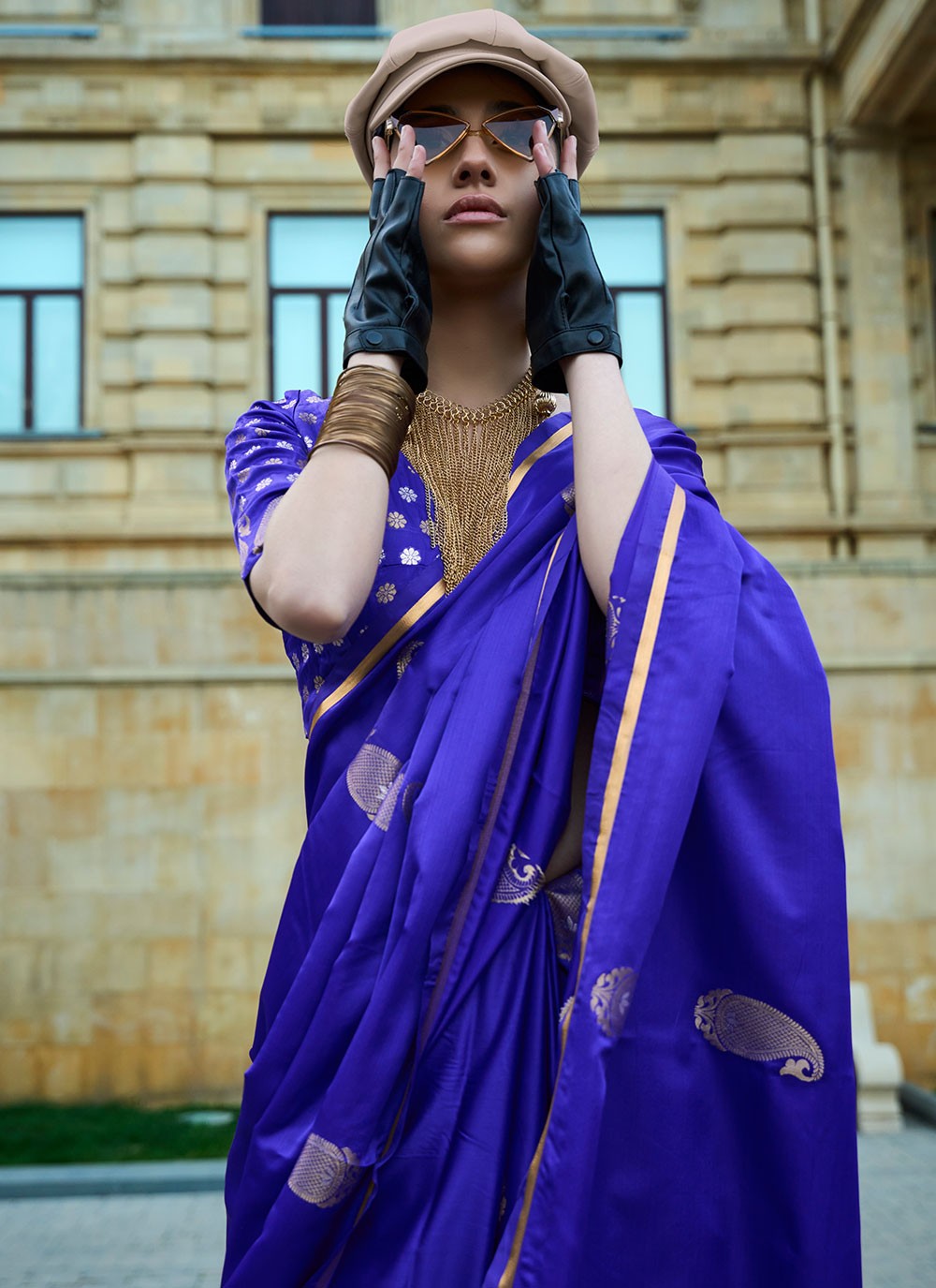 Contemporary Woven Satin Saree - S5971