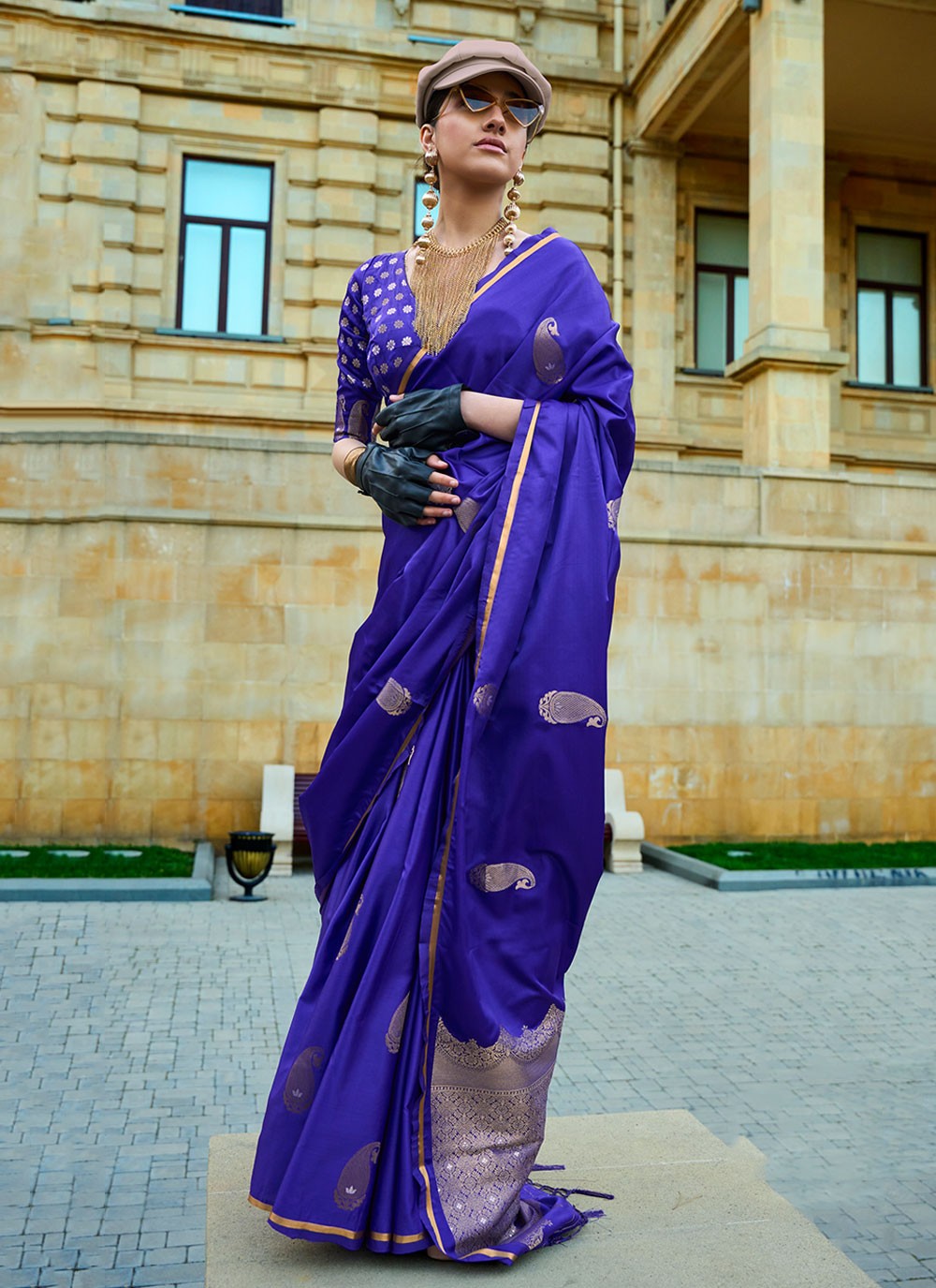 Contemporary Woven Satin Saree - S5971