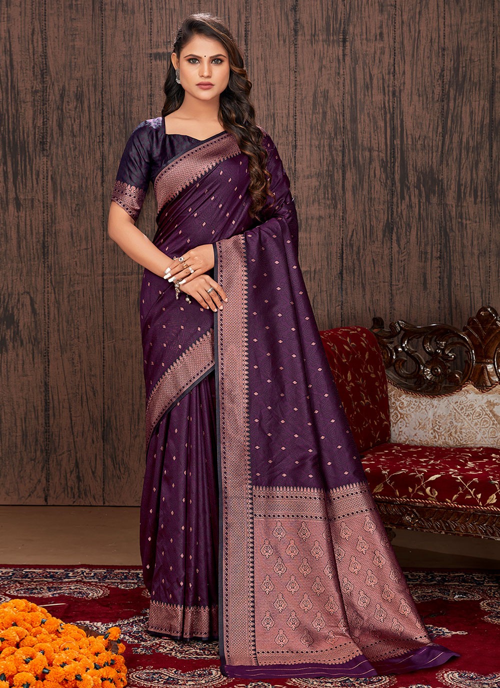 Contemporary Woven Satin Silk Saree - S2838