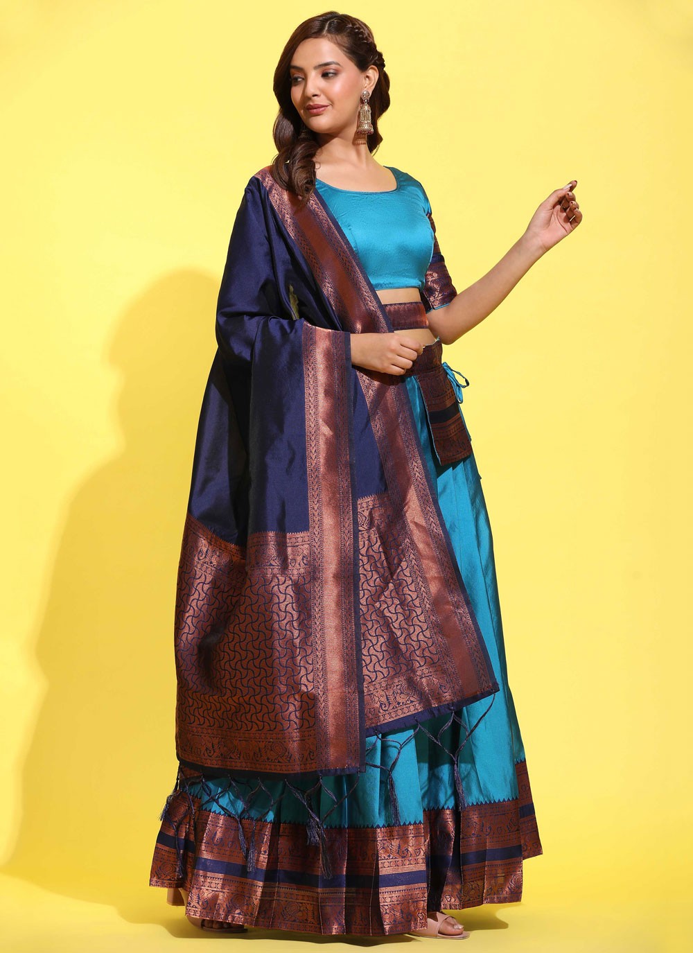 Woven Silk A - Line Lehenga - L2491