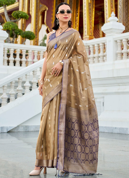 Woven Silk Brown Classic Saree S14846