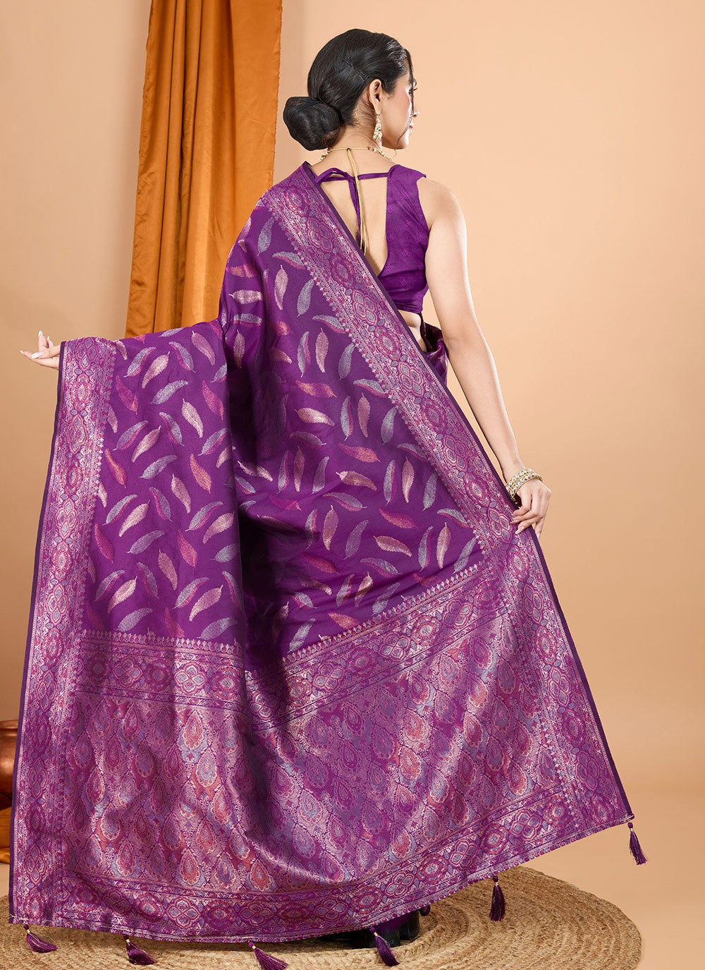 Woven Silk Purple Classic Saree S15099