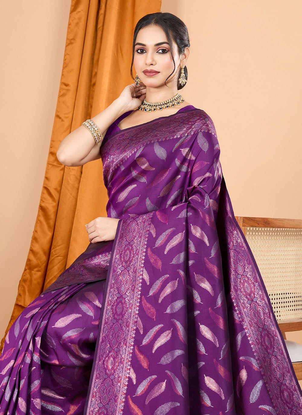Woven Silk Purple Classic Saree S15099