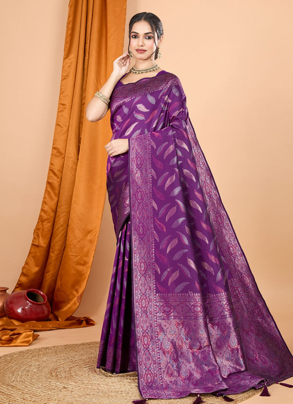 Woven Silk Purple Classic Saree S15099