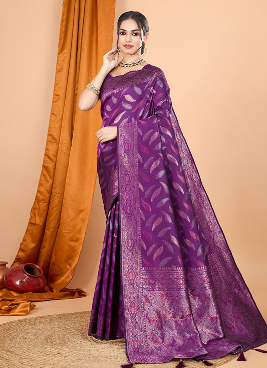 Woven Silk Purple Classic Saree S15099