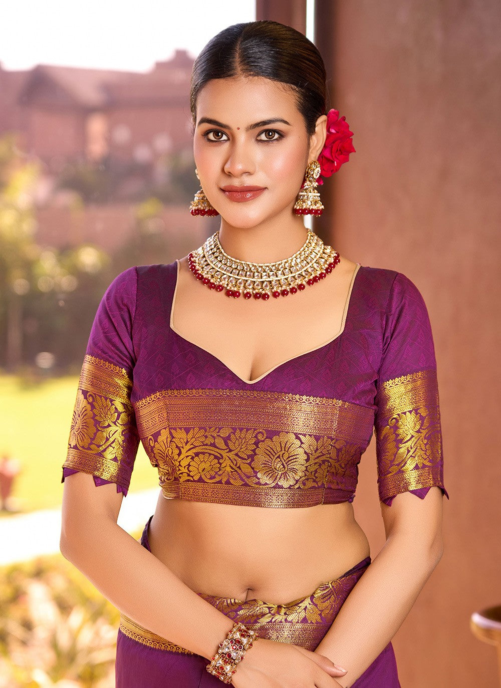 Woven Silk Purple Saree S14098
