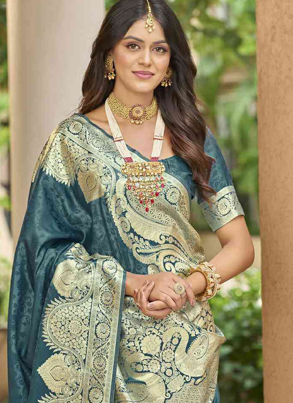 Sea Green Silk Traditional Saree Woven S20435