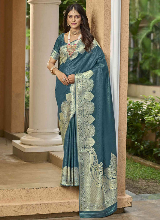 Sea Green Silk Traditional Saree Woven S20435