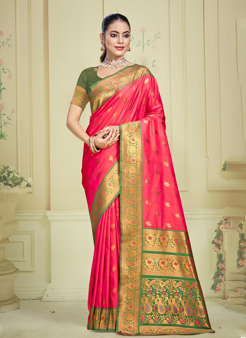 Casual Woven Silk Green Saree - S11381