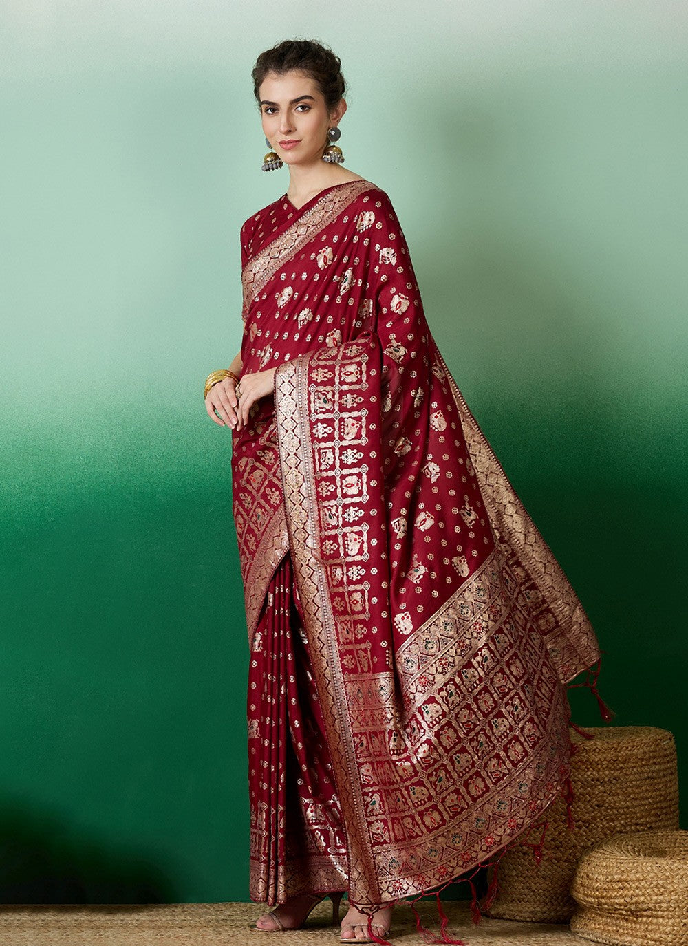 Traditional Jacquard Work Cotton Saree - S6968