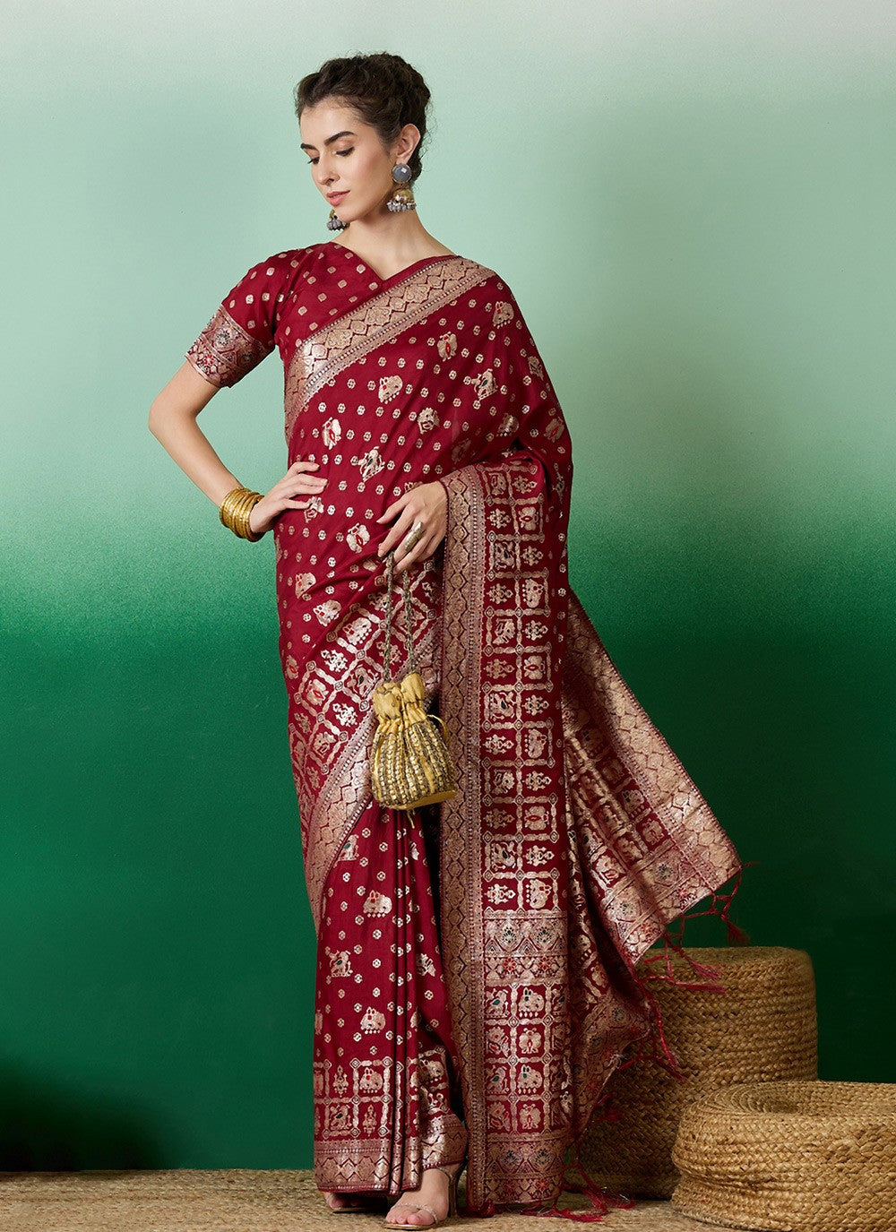 Traditional Jacquard Work Cotton Saree - S6968