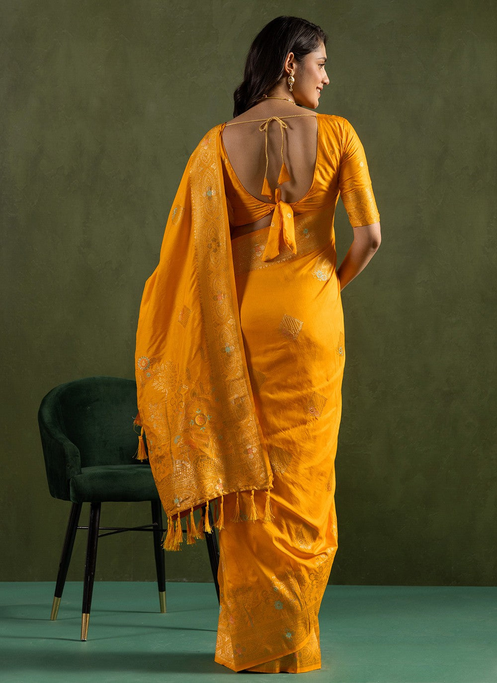 Yellow Silk Classic Saree Woven S16551
