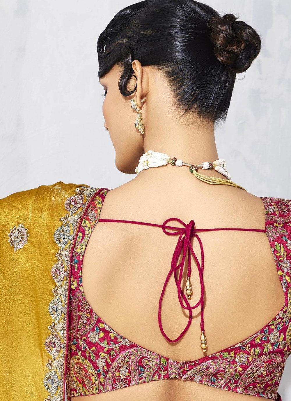 Yellow Fancy Fabric Traditional Saree Border Work, Embroidered S19804