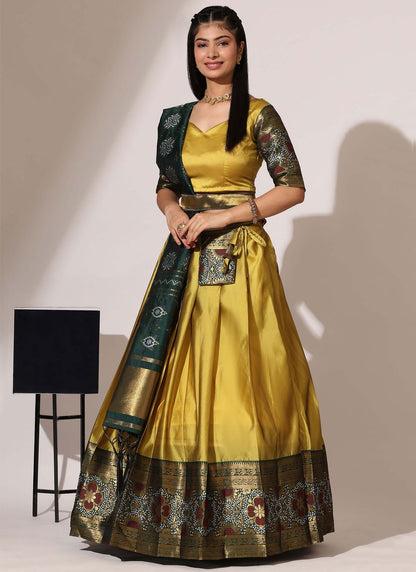 Weaving Zari Silk A - Line Lehenga - L2966