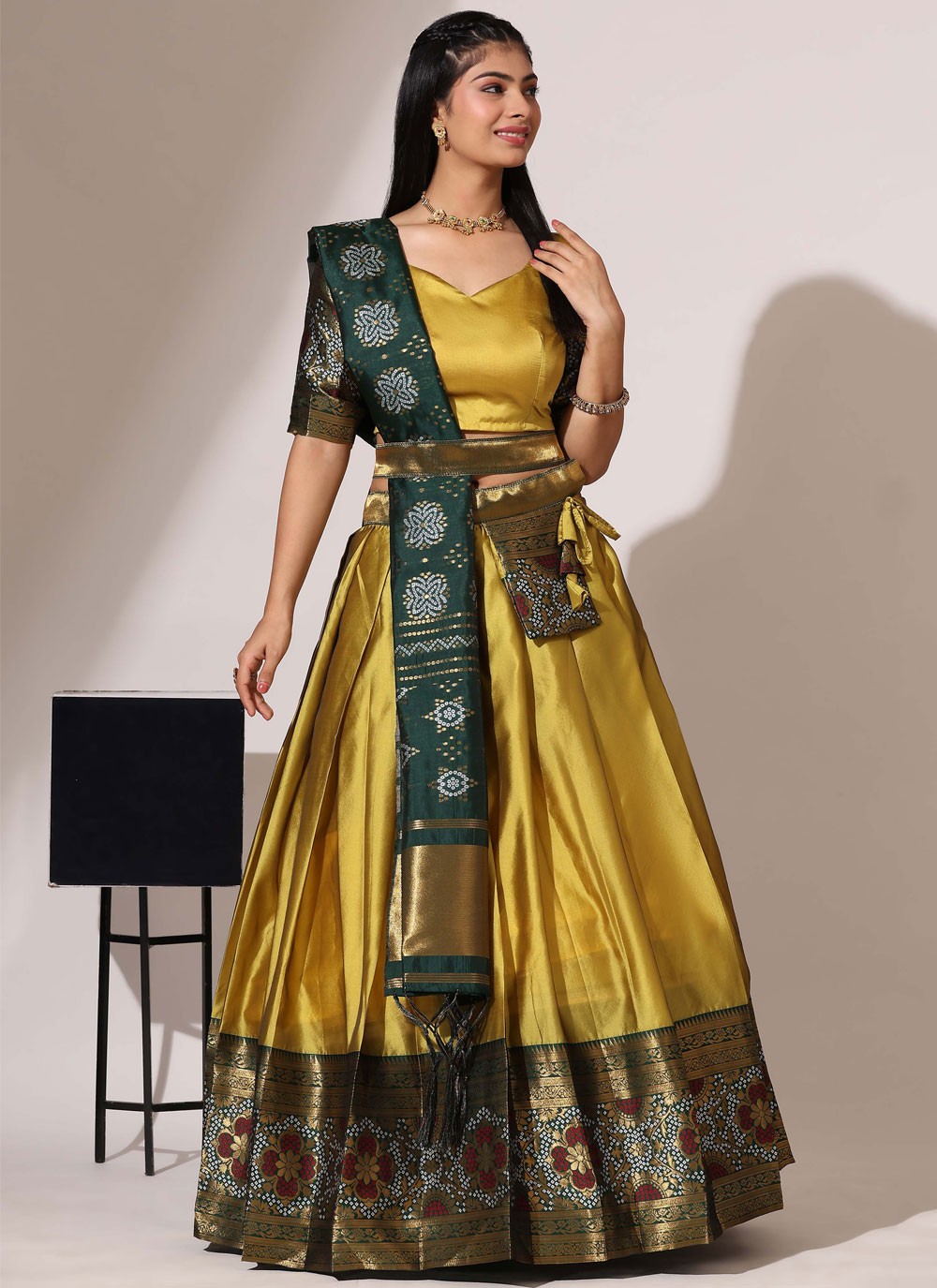 Weaving Zari Silk A - Line Lehenga - L2966