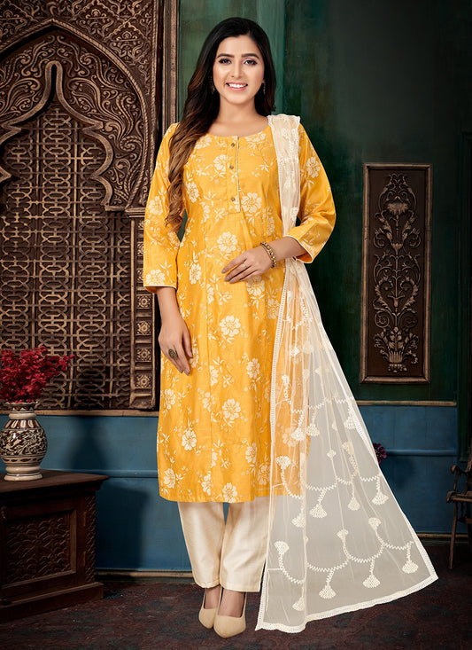 Pant Style Suit Printed Yellow T8005