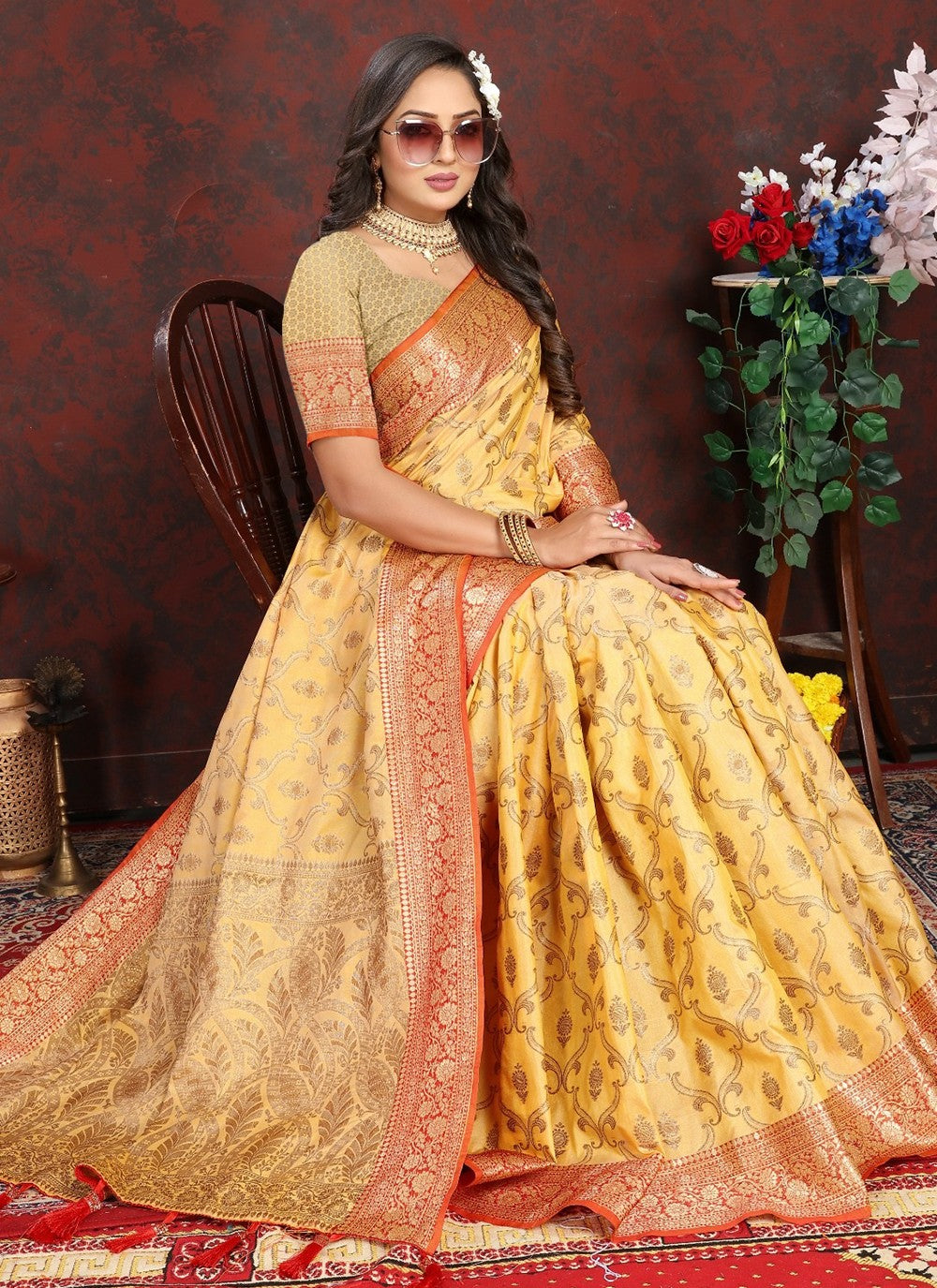 Trendy Weaving Zari Katan Silk Saree - S5342