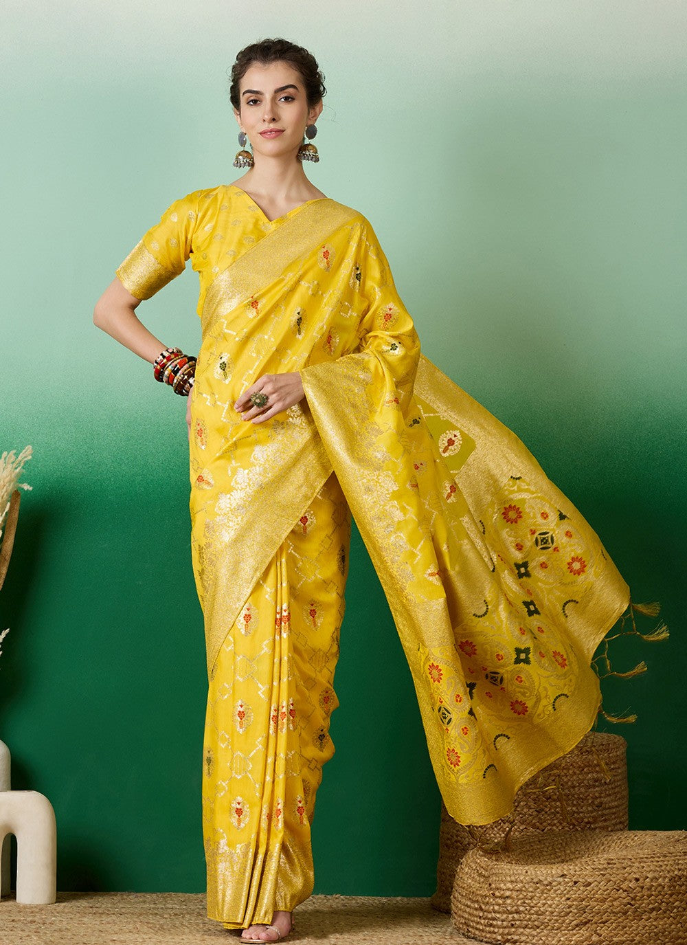Traditional Jacquard Work Cotton Saree - S7010