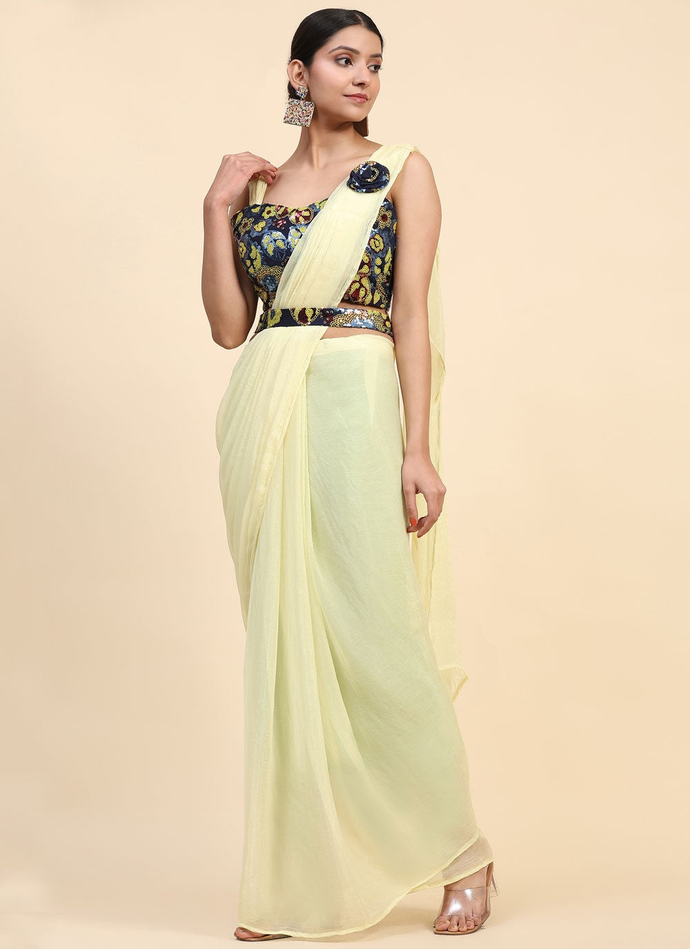 Trendy Embroidered Shimmer Saree - S5571