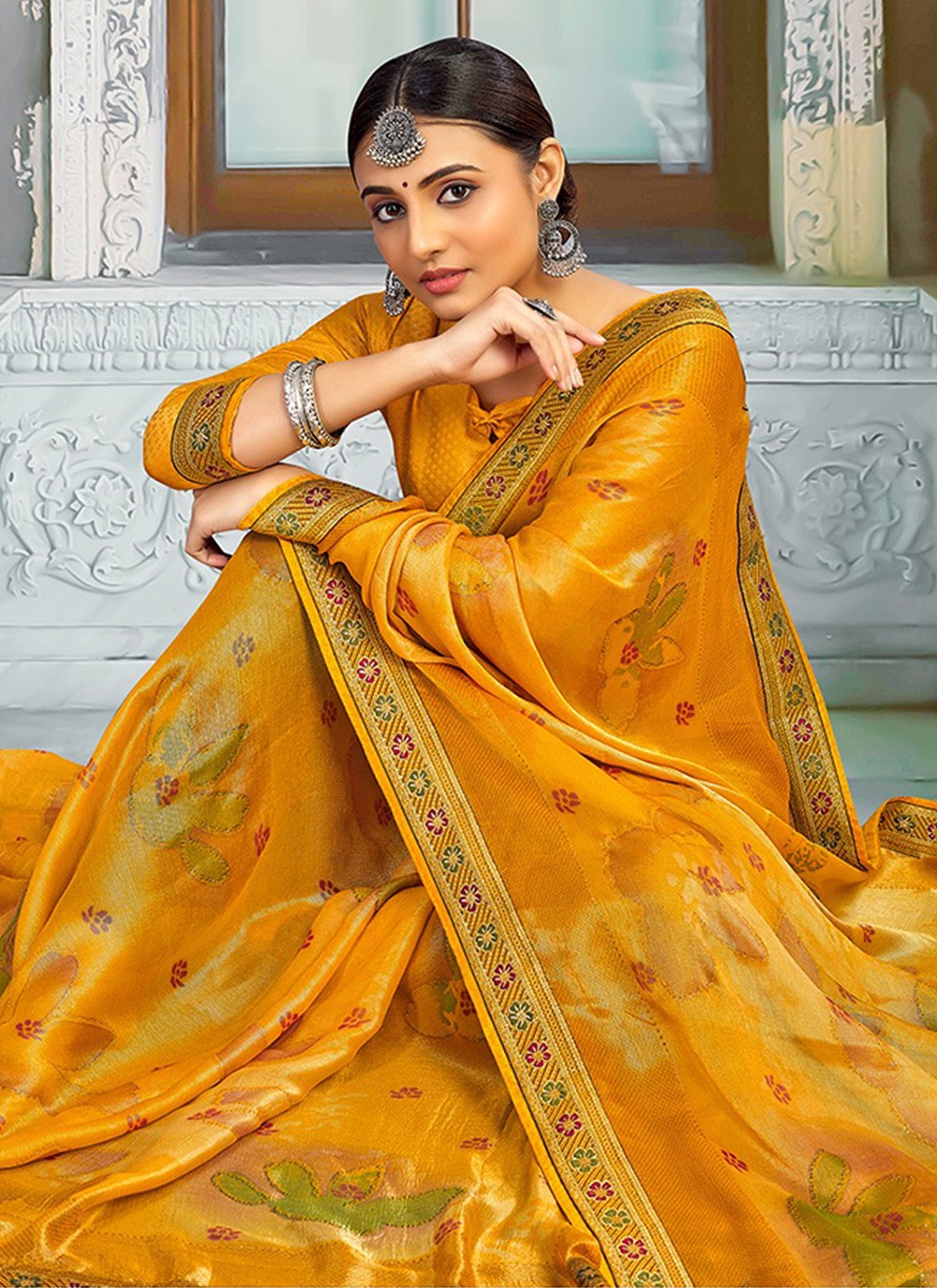 Classic Printed Brasso Saree - S3205