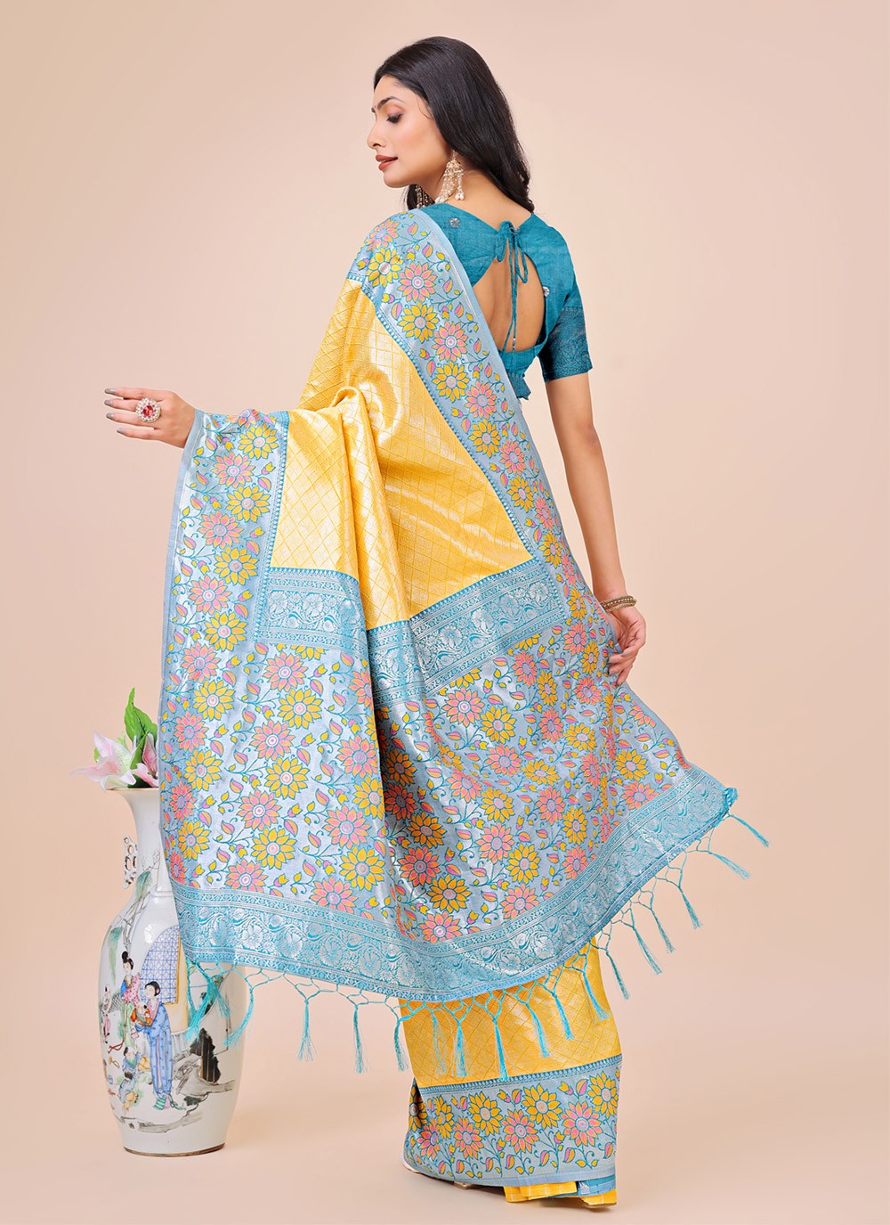 Woven Silk Yellow Contemporary Saree S15163