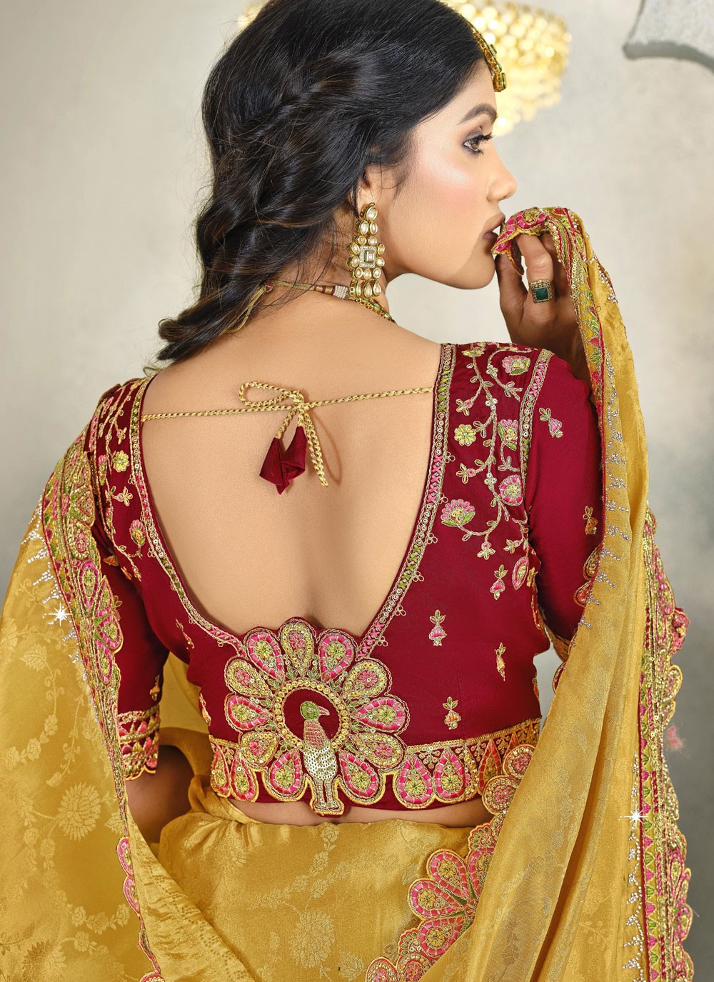 Border Work Silk Yellow Contemporary Saree S15555