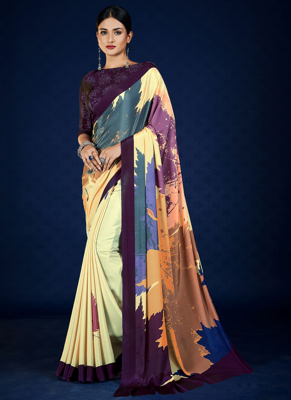Classic Digital Print Pure Crepe Saree - S7315