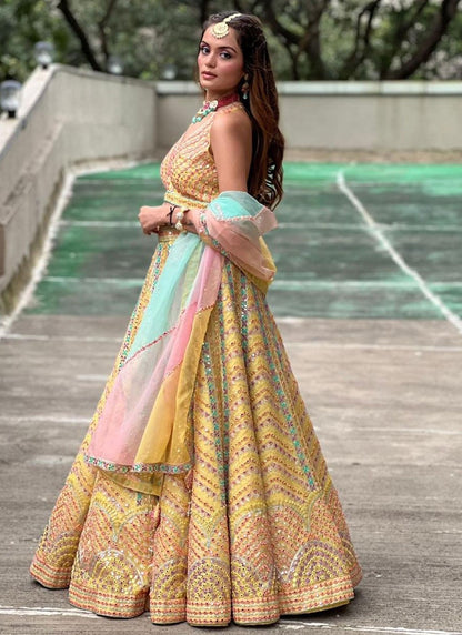 Embroidered Georgette A - Line Lehenga - L2521