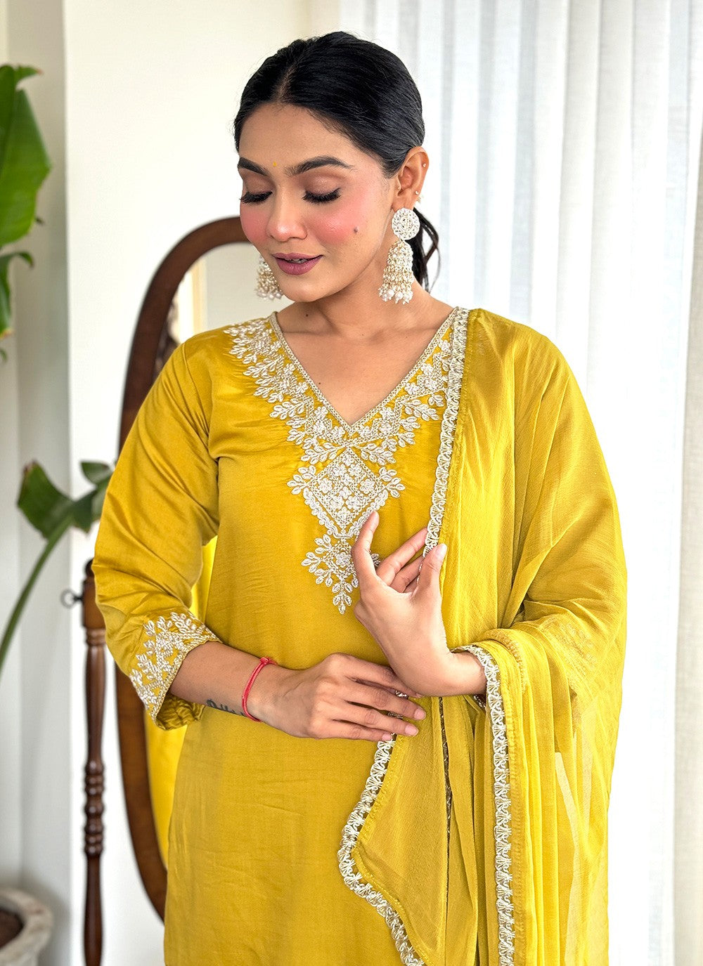 Embroidered Chanderi Salwar Suit - T4509
