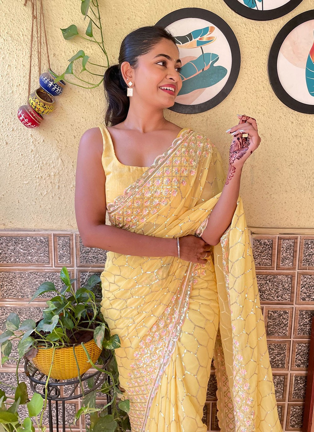 Classic Embroidered Georgette Saree - S6098
