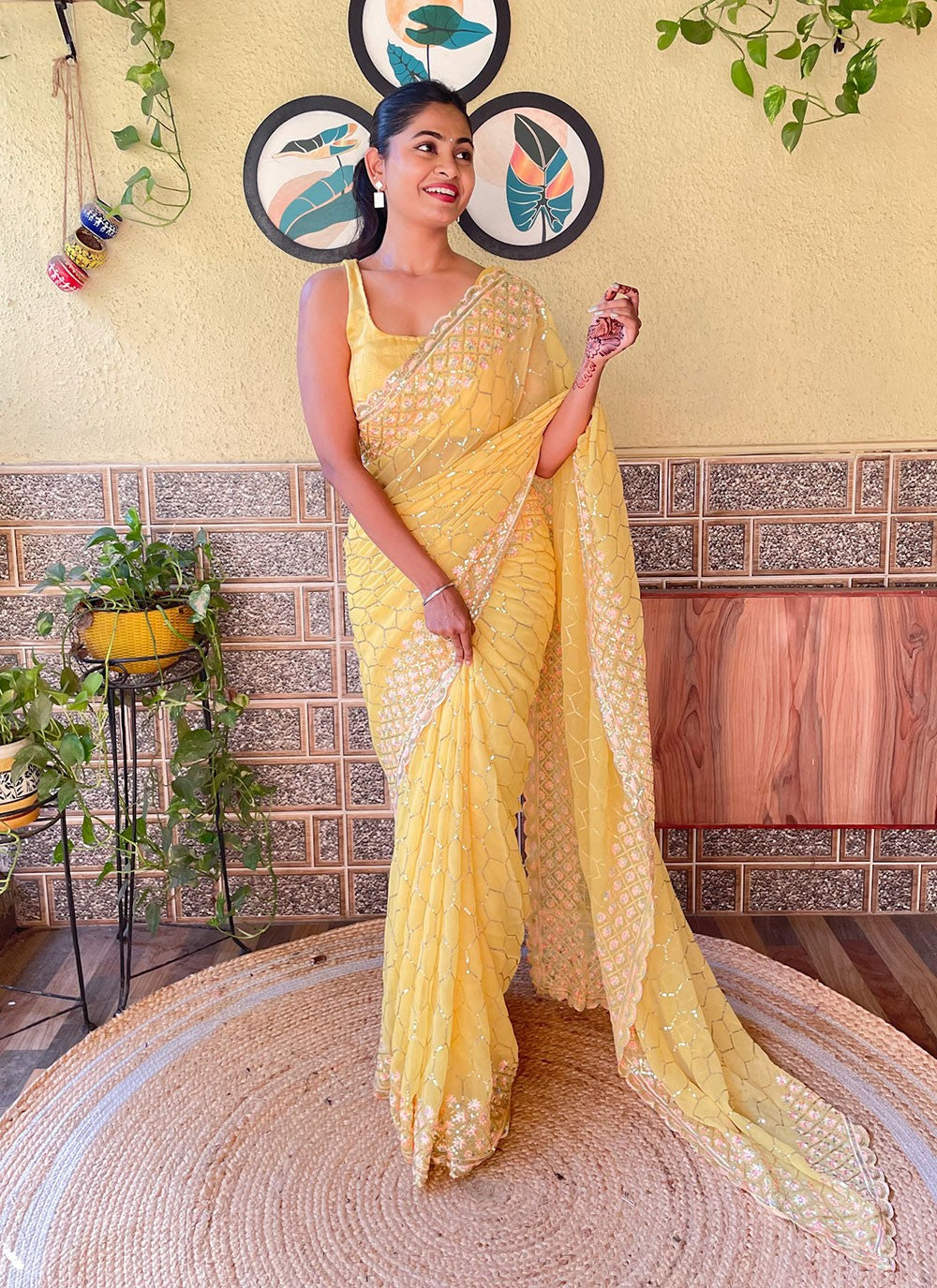 Classic Embroidered Georgette Saree - S6098